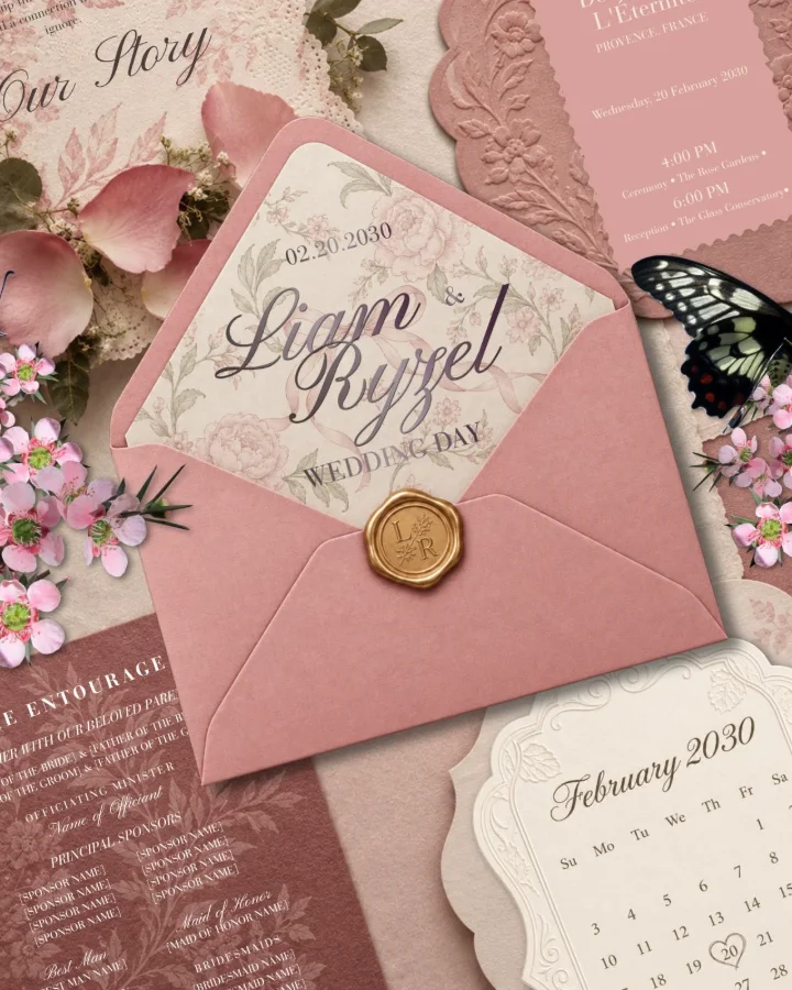 Everly Blush digital wedding invitation by Once & Ever