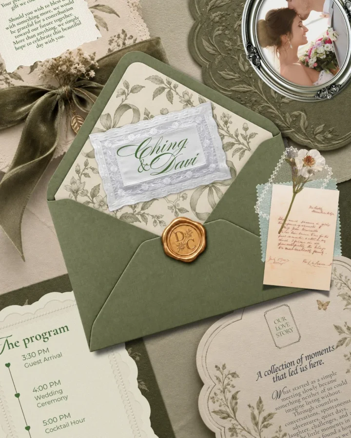 Sage Whisper digital wedding invitation by Once & Ever