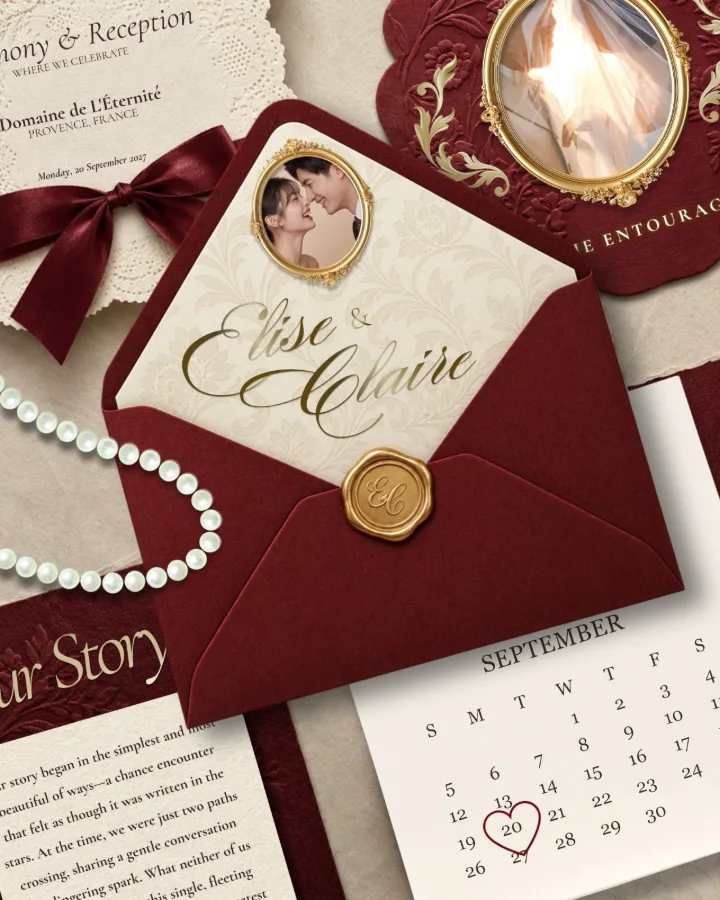 Ruby Soirée digital wedding invitation by Once & Ever